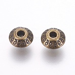 Tibetan Style Alloy Beads, Lead Free & Cadmium Free, Bicone, Antique Bronze Color, about 7mm long, 7mm wide, 4.5mm thick, hole: 1mm(K0NRP071)