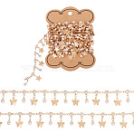 Handmade Rhinestone Flat Round Link Chains, with Brass Butterfly Charms, Soldered, Light Gold, 9x6.5x3mm, about 3m/roll(CHC-TA0001-35)