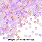 300Pcs 5 Colors Imitation Jade Glass Beads, Faceted, Bicone, Mixed Color, 4~4.5x3.5~4mm, Hole: 0.7~1mm, 60pcs/color(EGLA-YW0001-80B)