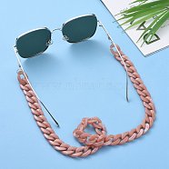 Eyeglasses Chains, Neck Strap for Eyeglasses, with Acrylic Curb Chains, 304 Stainless Steel Jump Rings and Rubber Loop Ends, Rosy Brown, 27.56 inch(70cm)(AJEW-AL0009-06)