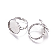 Adjustable Brass Finger Rings Components, Pad Ring Base Findings, Flat Round, Platinum, Tray: 16mm, 17mm(KK-WH0033-05P)