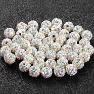 Pave Disco Ball Beads, Polymer Clay Rhinestone Beads, Grade A, Round, Crystal AB, 6mm, Hole: 0.8mm(RB-Q195-A6mm-AB)