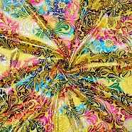 Phoenix Flower Pattern Bronzing Polyester Fabric, for DIY Crafting and Clothing, Yellow, 158x0.01cm(DIY-WH0032-98A)