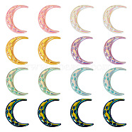 Pandahall 70Pcs 7 Colors Opaque Resin Cabochons, AB Color Plated, Moon, Mixed Color, 33x25x4mm, 10pcs/color(CRES-TA0001-22)