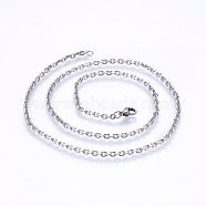 304 Stainless Steel Cable Chain Necklaces, Stainless Steel Color, 19.68 inch(50cm), 2.8mm(NJEW-P226-01P-05)