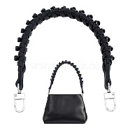 Imitation Leather Braided Bag Handles, with Platinum Tone Alloy Swivel Clasp, Black, 43.5x2.3x1.9cm(DIY-WH0374-30)