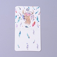Cardboard Earring Display Cards, Rectangle with Christmas Reindeer/Stag Pattern, White, 9x5x0.04cm, Hole: 1.5mm(CDIS-F003-01A)