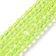 Drawbench Transparent Glass Beads Strands, Spray Painted, Round, Green Yellow, 8mm, Hole: 1.3~1.6mm, 31.4 inch(GLAD-Q012-8mm-07)