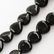 Dyed Natural Black Onyx Beads Strands, Heart, Black, 10x10x5mm, Hole: 1mm, about 40pcs/strand, 15.3 inch(G-R190-10)