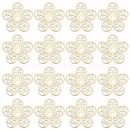 50Pcs Rack Plating 304 Stainless Steel Filigree Joiners, Etched Metal Embellishments, Nickel Free, Flower, Real 18K Gold Plated, 18.5x19x0.4mm, Hole: 1.8mm(STAS-BBC0002-48)