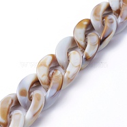 Handmade Acrylic Curb Chains, Imitation Gemstone, for Handbag Chain Making, Floral White, Link: 23x16.5x5mm, 39.37 inch(1m)/strand(X-AJEW-JB00679-04)