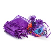 Organza Bags, with Ribbons, Blue Violet, 9x7cm(X-OP-R016-7x9cm-20)