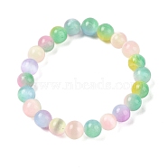 Natural Selenite Round Beaded Stretch Bracelets for Women, Colorful, Inner Diameter: 2 inch(5cm), 6mm(G-U005-02D)