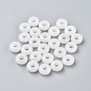 Natural White Jade European Beads, Large Hole Beads, Rondelle, 12x6mm, Hole: 5mm(G-G740-12x6mm-26)