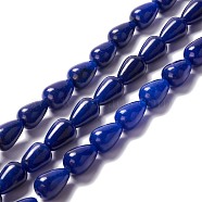 Natural White Jade Beads Strands, Dyed, Teardrop, Midnight Blue, 15x10mm, Hole: 1.5mm, about 27pcs/strand, 15.75 inch(40cm)(G-O029-07A-04)
