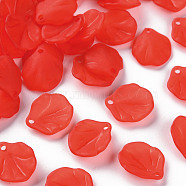 Transparent Frosted Acrylic Pendants, Petaline, Red, 16x14.5x3mm, Hole: 1.6mm(MACR-S371-02A-712)