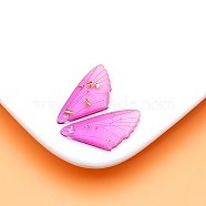 Transparent Resin Pendants, Wing Charms with Gold Foil, Violet, 25x12mm, Hole: 1.2mm(RESI-TAC0005-023A-12)