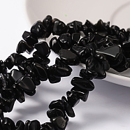Natural Obsidian Beads Strands, Chip, Black, 5~8mm, Hole: 0.5mm, about 31~32 inch(X-F005)
