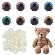 48 Sets 8 Colors Plastic Doll Craft Eyes, Safety Eyes, with Spacer and Sequin Shim, for Toy DIY Accessories, Half Round, Mixed Color, 14~18x0.4~21mm, 6 sets/color(FIND-FH0008-82)