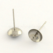 304 Stainless Steel Post Stud Earring Findings, Stainless Steel Color, 8mm, pin: 0.7mm(X-STAS-R063-45)