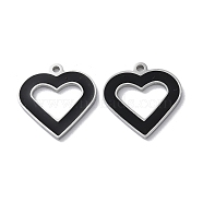 304 Stainless Steel Pendants, with Enamel, Heart Charm, Stainless Steel Color, 17x16x1.5mm, Hole: 1.4mm(STAS-C083-04P-01)