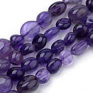 Natural Amethyst Beads Strands, Oval, 6~12x5~8x3~8mm, Hole: 1mm, about 50~57pcs/strand, 15.7 inch(X-G-Q952-02-6x8)