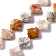 Natural Crazy Lace Agate Beads Strands, Twisted Rhombus, 19.5~20x19.5~20x5~6mm, side length: 15~16.5mm, Hole: 1.2mm, about 21pcs/strand, 16.02''(40.7cm)(G-L239-15)