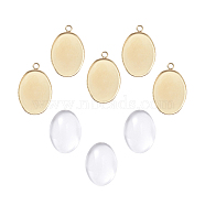DIY Pendant Making, with 304 Stainless Steel Pendant Cabochon Settings and Transparent Oval Glass Cabochons, Golden, Cabochon Setting: 22x14mm, Glass: 18x13x4~5mm(DIY-X0293-14G)