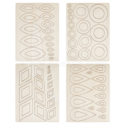 Kids DIY Plywood Marked Dot Mandala Painting, Rectangle, Mixed Shapes, 252x187x2.5mm, 4pcs/set(AJEW-WH0596-404A)