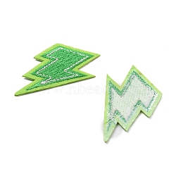 Lightning Bolt Polyester Computerized Embroidery Iron on Patches, Appliques, Lime Green, 50x37x1mm(PATC-WH0001-78C)