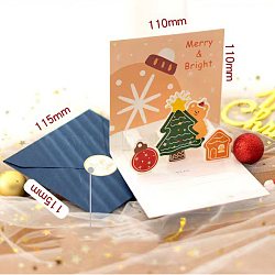 Christmas Theme 1Pc Paper Envelope and 1Pc 3D Pop Up Greeting Card Set, with 1Pc Sealing Sticker, Christmas Tree Pattern, Envelope: 115x115mm, Card:110x110mm(SCRA-PW0007-69E)