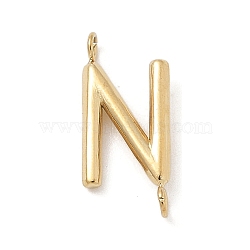 304 Stainless Steel Letter Connector Charms, Real 14K Gold Plated, Letter N, 12x5.5x2mm, Hole: 1.2mm(STAS-M108-01G-14)