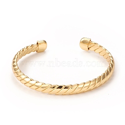 Rack Plating Brass Cuff Bangles for Women Men, Long-Lasting Plated Twist Texture Bangles, Cadmium Free & Lead Free, Real 18K Gold Plated, Inner Diameter: 2-3/8 inch(6.1cm)(BJEW-E071-05G)