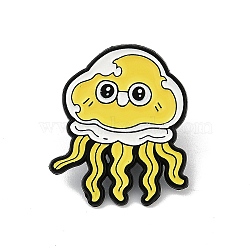 Cartoon Sea Animal Enamel Pins, Alloy Brooch for Backpack Clothes, Yellow, Octopus, 30x26mm(JEWB-R001-01EB-01)