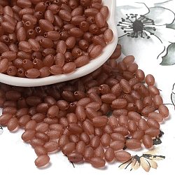 Transparent Colours Glass Round Beads, Round Hole, Rice, Sienna, 5.5~6x3.5~4mm, Hole: 0.8mm, about 4500pcs/500g(SEED-F006-03A-01)