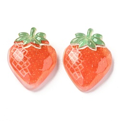 Transparent Resin Decoden Cabochons, Strawberry, Orange Red, 21.5x17x7mm(X-CRES-J046-03G)
