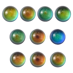 Translucent Glass Cabochons, Changing Color Mood Cabochons, Half Round/Dome, Black, 10x6.5mm, 10Pcs/bag(GLAA-YW0001-50)