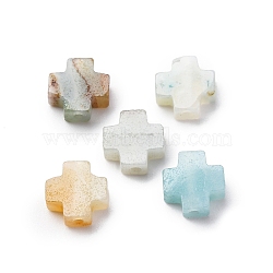 Natural Flower Amazonite Beads, Cross, 8x8x3mm, Hole: 1.2mm(G-K369-04I)