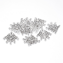 Tibetan Style Rhinestone Connector Settings, Nickel Free, Rhombus, Antique Silver Color, about 27mm wide, 31mm long, 2.5mm thick, hole: 2mm(X-EA521Y-NF)