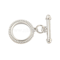 Brass Toggle Clasps, Ring, Platinum, Ring: 14x12x1.4mm, Hole: 1.2mm, Bar: 14.5x5x2.5mm, Hole: 1.6mm(KK-A223-17P)