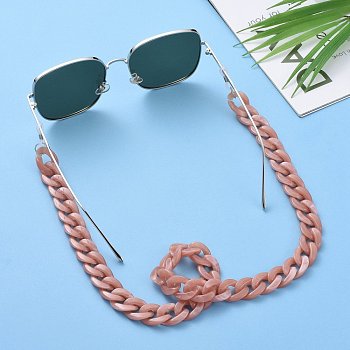 Eyeglasses Chains, Neck Strap for Eyeglasses, with Acrylic Curb Chains, 304 Stainless Steel Jump Rings and Rubber Loop Ends, Rosy Brown, 27.56 inch(70cm)