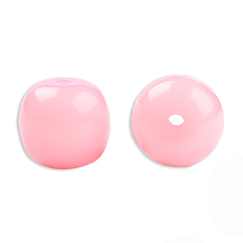 Opaque Resin Beads, Barrel, Pink, 12x11mm, Hole: 1.6~1.8mm