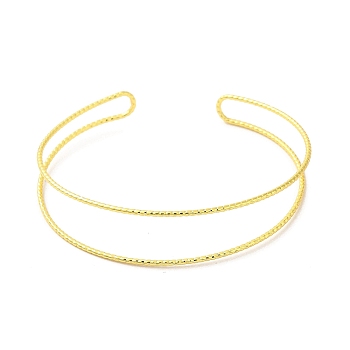 Rack Plating Brass Cuff Bangle, Long-Lasting Plated, Golden, Inner Diameter: 2-3/8 inch(5.9cm)