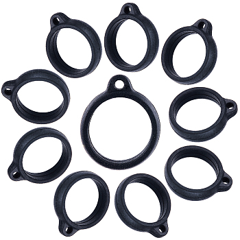 20Pcs Silicone Pendant, for Electronic stylus & Lighter Making, Ring, Black, 16x12x6mm, Hole: 2.5mm, Inner Diameter: 8mm