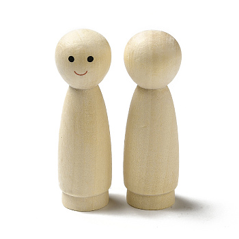 Unfinished Wooden Peg Dolls Display Decorations, for Painting Craft Art Projects, Beige, 21.5x70.5mm