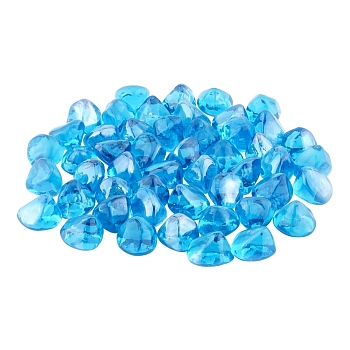 Glass Beads, No Hole/Undrilled, Nuggets, for Vase Fillers, Aquarium Decor or Crafts, Deep Sky Blue, 25~28.5x18.5~27x19~25mm, 50pcs/bag