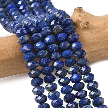 Natural Lapis Lazuli Bead Strands, Faceted, Rondelle, 5.5~6.5x4.5mm, Hole: 1mm, about 91~94pcs/strand, 15.35''(39cm)~15.43''(39.2cm)