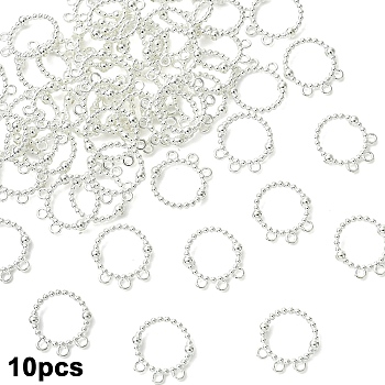 50Pcs Alloy Bead Frame, Flat Round, Silver, 17.8x16x3mm, Hole: 1.4mm & 1.5mm