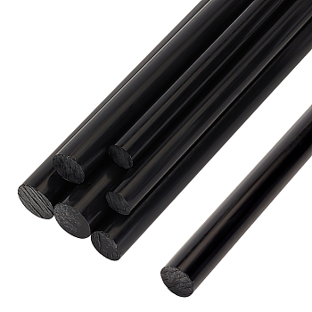 6Pcs 3 Style Round Plastic Sticks, Acetal Bar, Dowel Rod, DIY Sand Table Building Mould Accessories, Black, 300x8~12mm, 2pcs/style