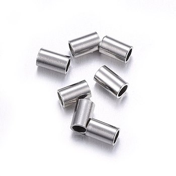 Tarnish Resistant 201 Stainless Steel Tube Beads, Stainless Steel Color, 4x2.5mm, Hole: 1.8mm